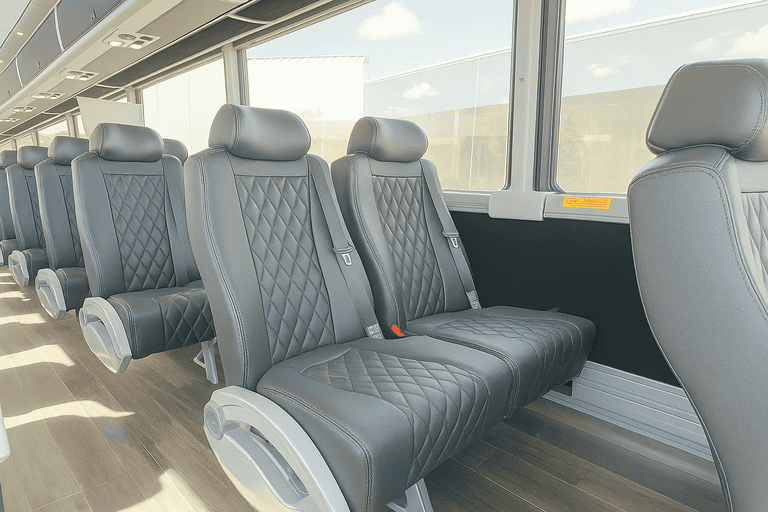 interior of New Bedford Coach Bus Service charter bus