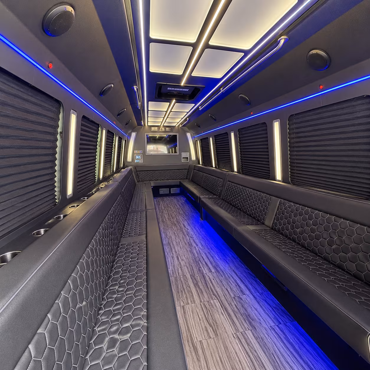 new bedford 30 passenger party bus interior