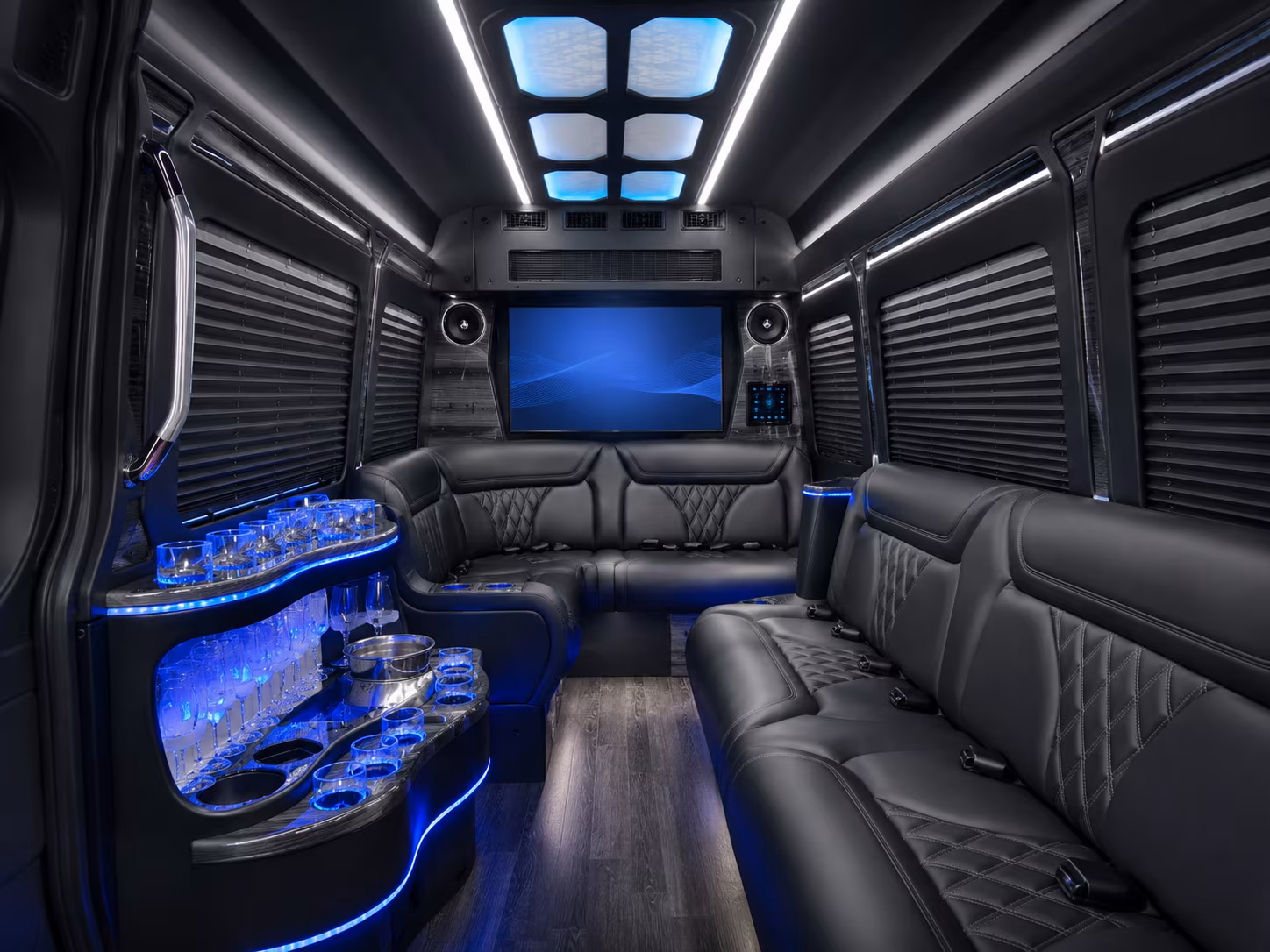 new bedford 40 passenger party bus interior