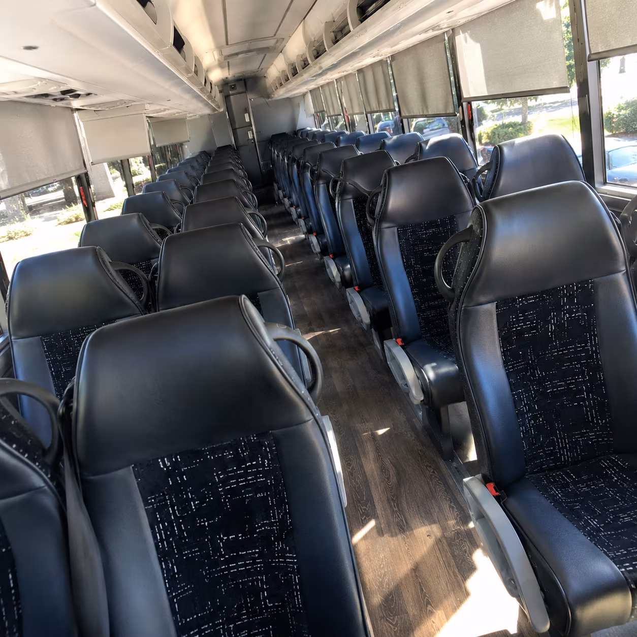 new bedford 56 passenger charter bus interior